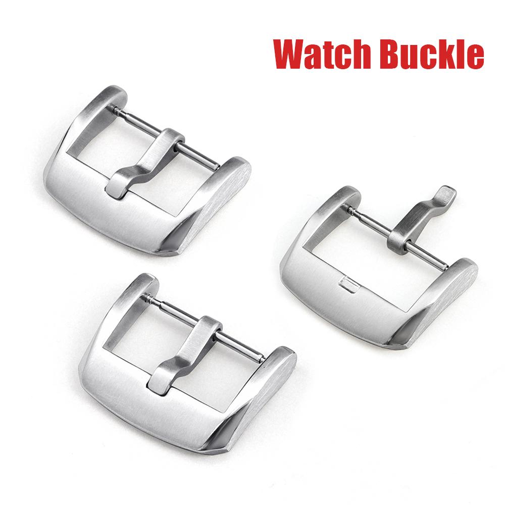 Metal Watch Buckle 20mm Silver Stainless Steel Clasp for Leather Watchband Accessories Brushed Matte Replacement Strap Buckles