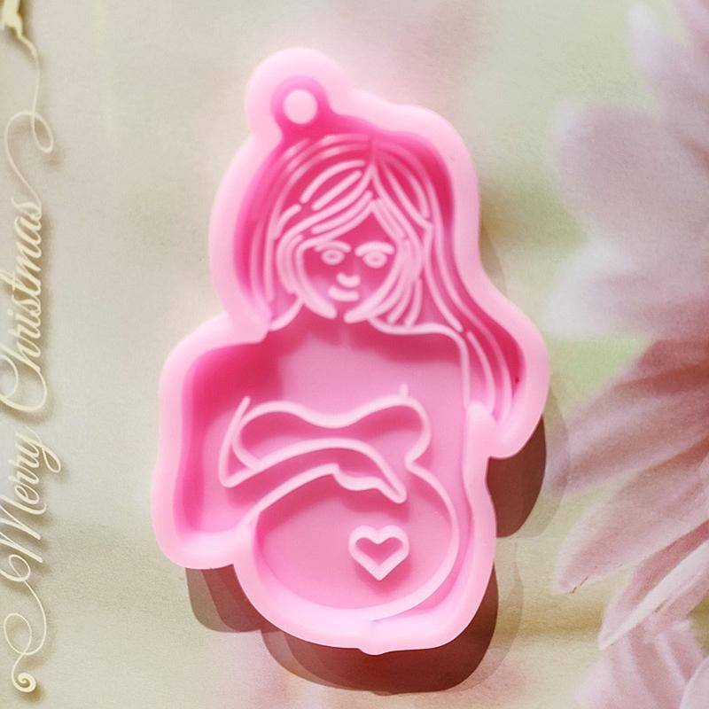 5 Pcs Pregnant Mother Keychain Epoxy Resin Mold Handmade Women Mom Pendants Silicone Mould DIY Crafts Jewelry Necklace