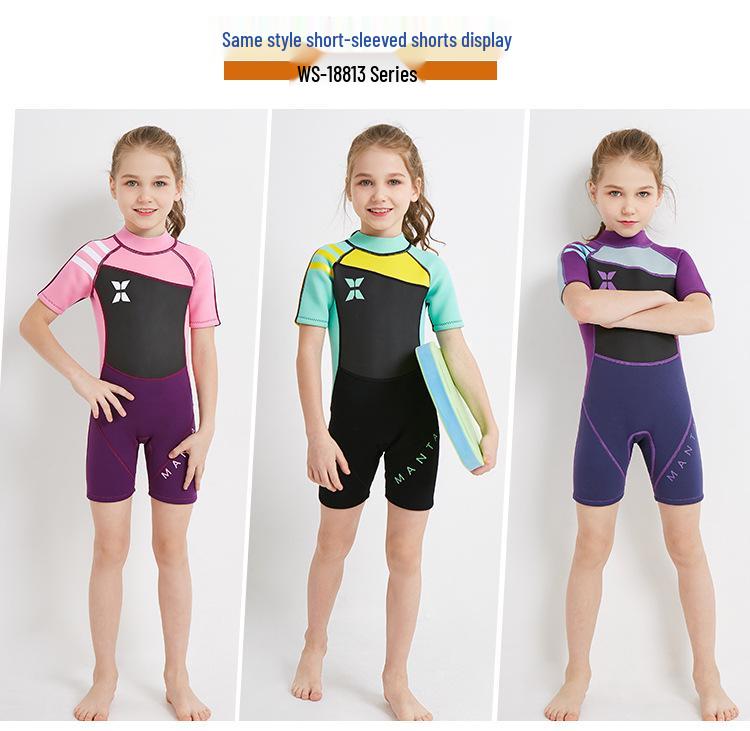 Girls' Long Sleeve 2.5MM Wetsuit: Thickened, Warm, UV-Protected One-Piece for Surfing and Snorkeling