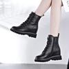 Inner Height Increasing Martin Boots Women's, Spring New, Versatile Thick-bottomed Wedge Heel Short Boots Medium Boots Black Cotton Boots