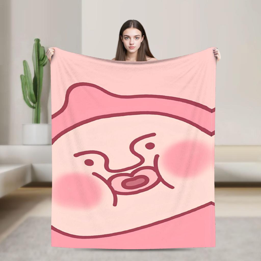 K-Kobito Zukan Peach Plush Blanket Girls Boys  Flannel Throw Blanket For Living Room Warm Quality Bedspread Birthday Present