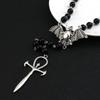 Gothic Bat Cross Rosary Necklace for Women Fashion Mystery Witch Jewelry Accessories Gift Silver Color Bat Charm Vampire Choker