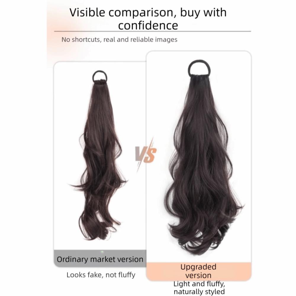 Vitality Long Wavy Ponytail Hair with Rubber Band Hair Band Hairpiece Daily Use