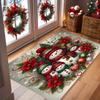 1pc Snowman‑Christmas‑Flower Print Welcome Doormat, Non‑Slip Easy‑Clean Floor Mat for Kitchen, Bathroom, Bedroom, Courtyard