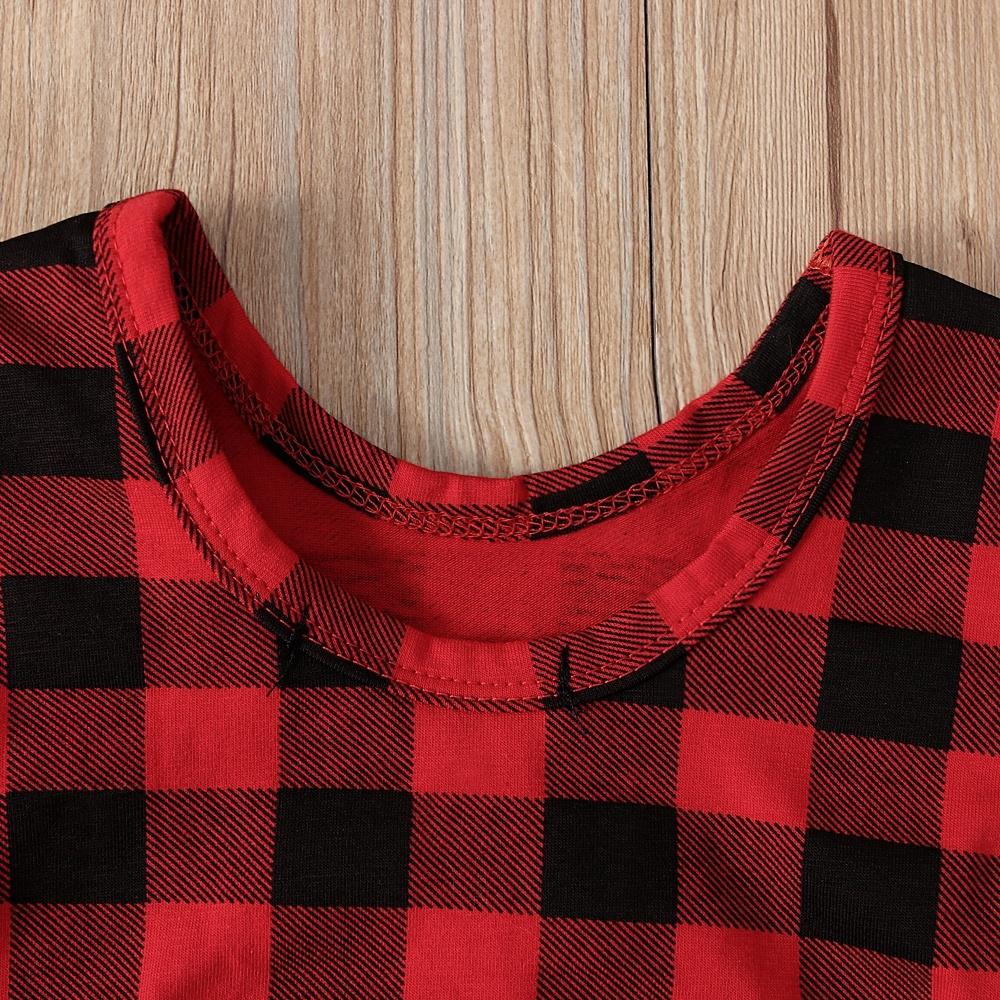 Infant Baby Girl Red Plaid Romper Jumpsuit with Headband 2PCS Outfits Clothes for 0-24 Months