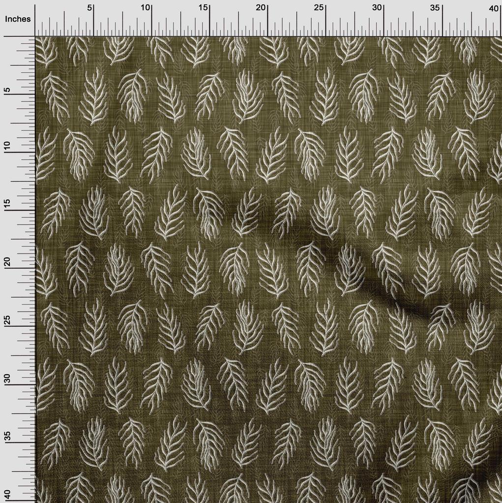 oneOone Cotton Flex Dark Olive Green Fabric Asian Dabu Print Sewing Material Print Fabric By The Yard 40 Inch