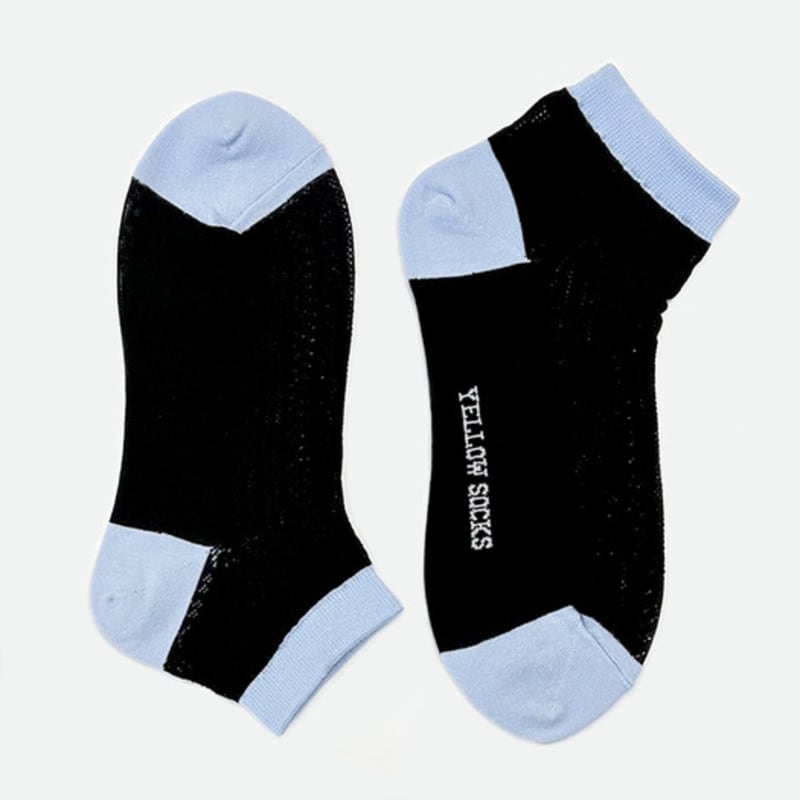 YELLOWSOCKS ANKLE SOCKS PUNCHING see-THROUGH BLACK