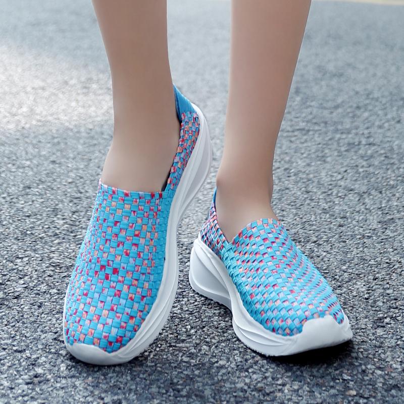 Summer Women Sneakers Casual Plus Size Flats Loafers Soft Elevator Beach Walking Sports Shoes Lightweight Slip On