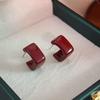 Zinc Zinc Alloy Dark Red Drip Glaze Stud Earrings Acrylic Hoop Earrings Perfect Gift C-Shaped Earrings  Date