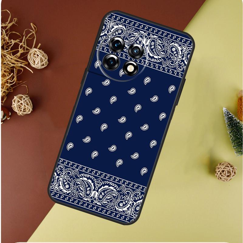 Black Bandana Paisley For OnePlus 13 13R 12 12R 11 9 10 Pro 8T 9RT 10T 10R N20 N30 Nord CE 2 3 4 Lite Phone Case