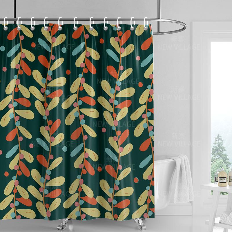 Home shower curtains bathroom Decora waterproof fabric non-slip bathmat water absorption curtain Modern nordic simple plant