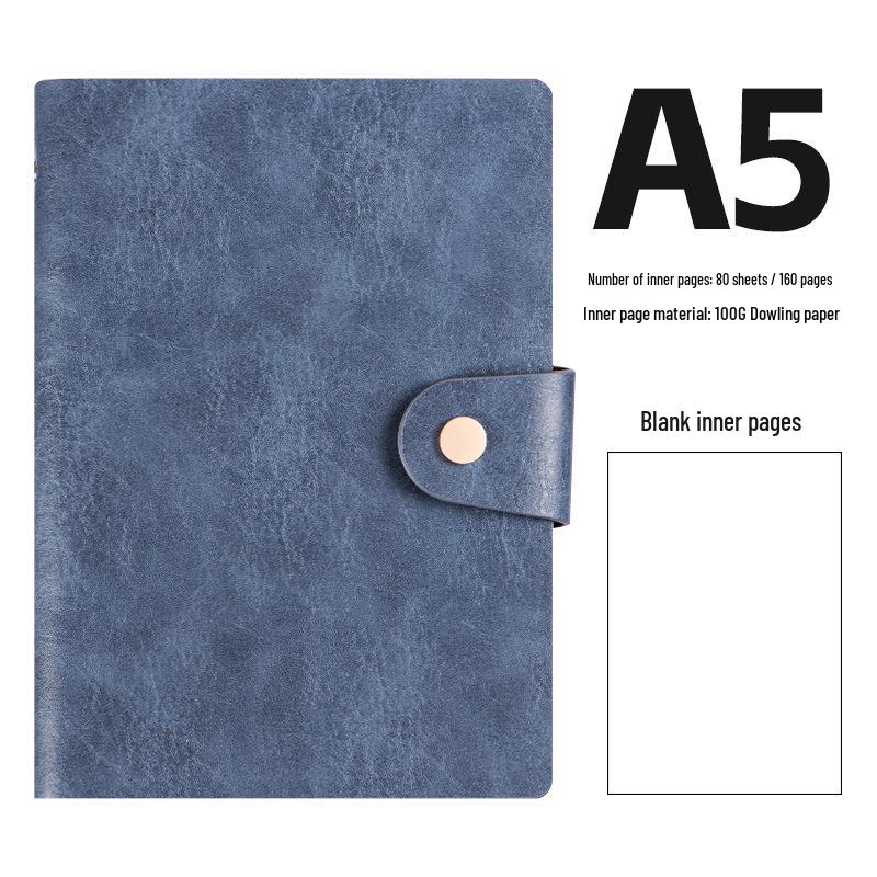 A5 Retro Cowhide Leather Business Notebook with Buckle Binder