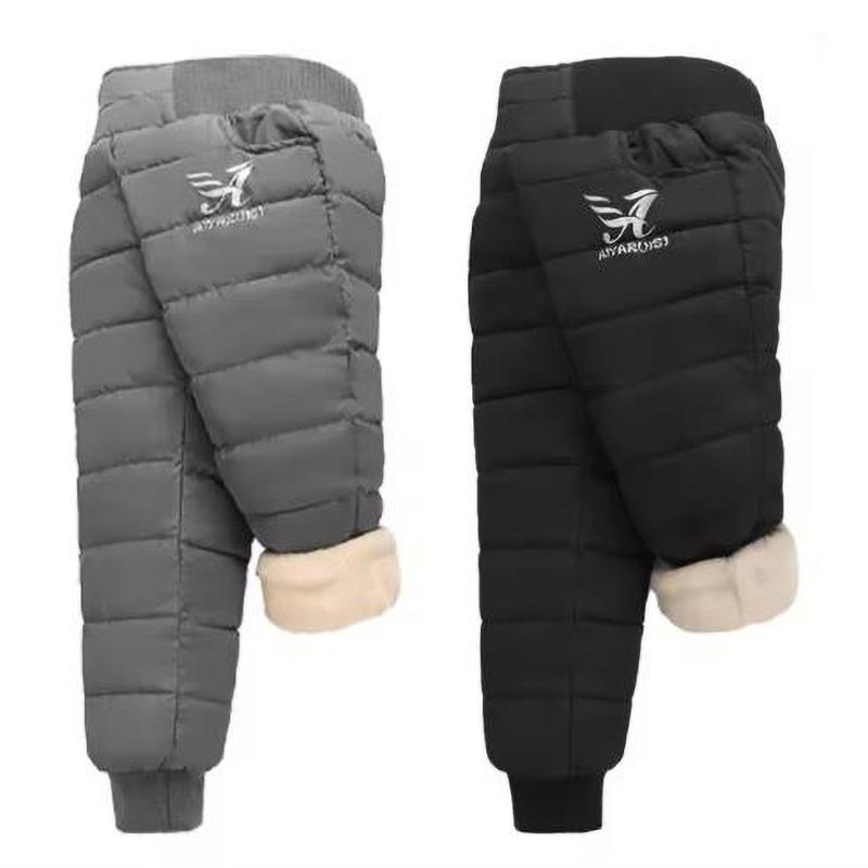 Warm Thick Down Pants Boys Girls Winter Children Elastic High Waisted Trousers Kids Waterproof Ski Pant