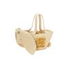 Loewe Logo Wine Palm Fiber And Cowhide Leather Tote Bag Small Women Tote Bag Natural A223S17X01-2123