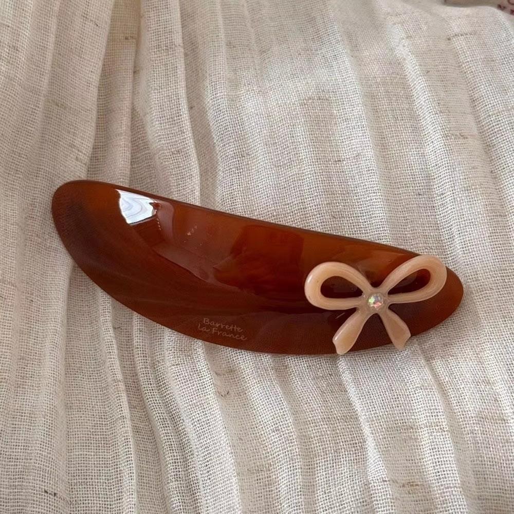 Colorful Bow Sweet Elliptical Acetate Hair Clips Vintage Barrettes Practical