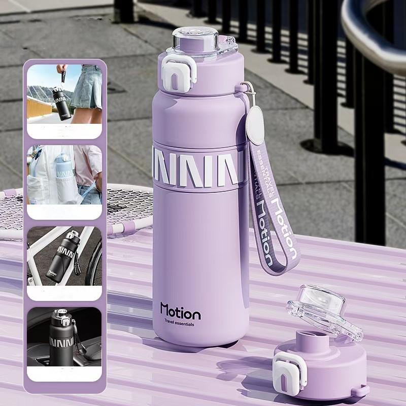 

800 мл/600 мл термос из нержавеющей стали 316 с трубочкой для спорта портативный тренажерный зал фитнес скалолазание велоспорт термос дорожный стакан 600ml фиолетовый