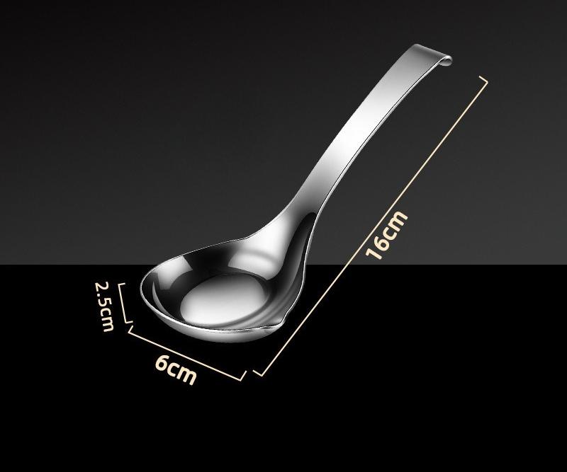 1PC Spoon Stainless Steel Deepened Spoon Household Soup with Hook Porridge Large Tableware Household Goods
