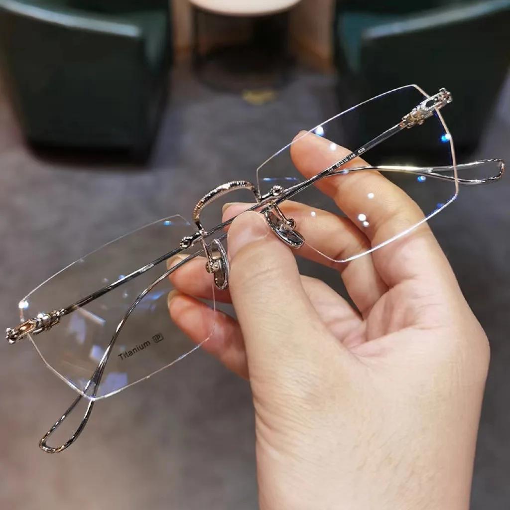 Rimless Myopia Optical Glasses Luxury Fashion Women Men Anti Blue Light Eyewear Metal Frameless Prescription Reading Glasses