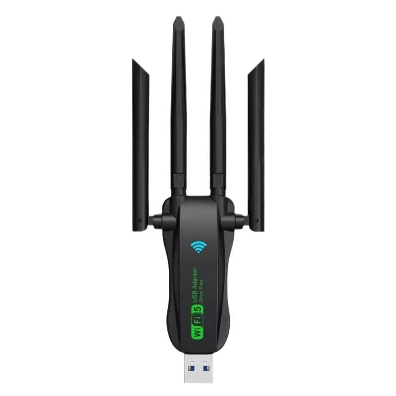 USB Wireless Network Card 1300Mbps Gigabit 5G Dual-Band WiFi6 Receiver, Driver-Free