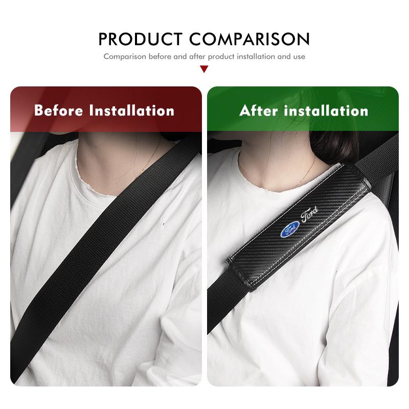 JQOZ8 Leather Seat Belt Shoulder Cover Trim Edge Three Color Anti‑Scratch For Ford Fiesta Ranger Mondeo Escape Ecosport Fusion
