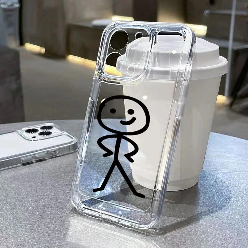 Funny Man Soft Clear Phone Case For iPhone 11 12 13 14 15 Pro Max Middle Finger iPhone 7 8 Plus X XR XS Max Shockproof Cover