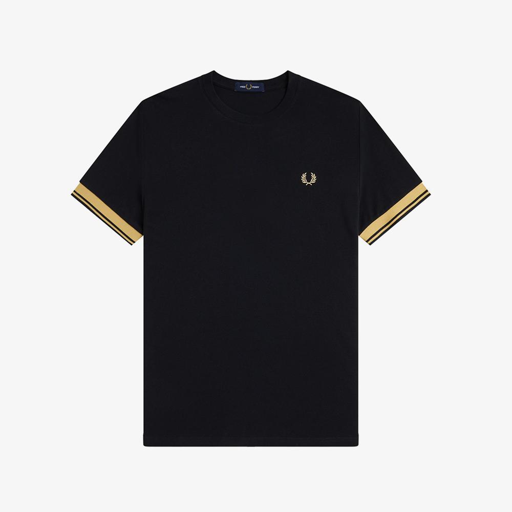 FRED PERRY [Sharp] Twin Tip Cuff T-Shirt - Black/Champagne Afpm2612396-90A