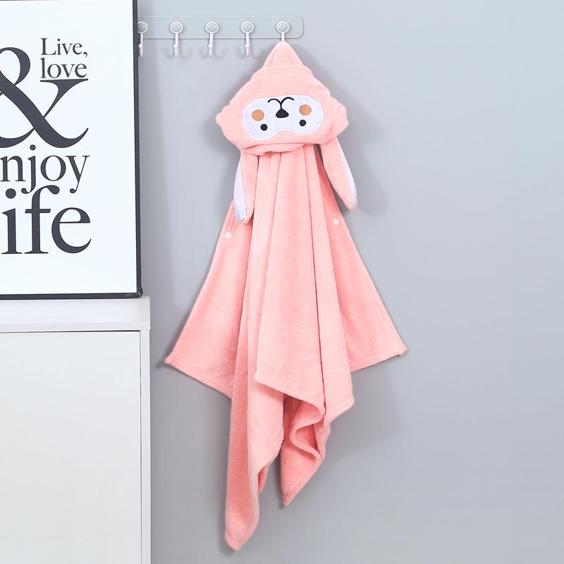 Coral Fleece Embroidered Hooded Baby Bathrobe & Cartoon Cape Blanket with Custom Logo 70x140 cm