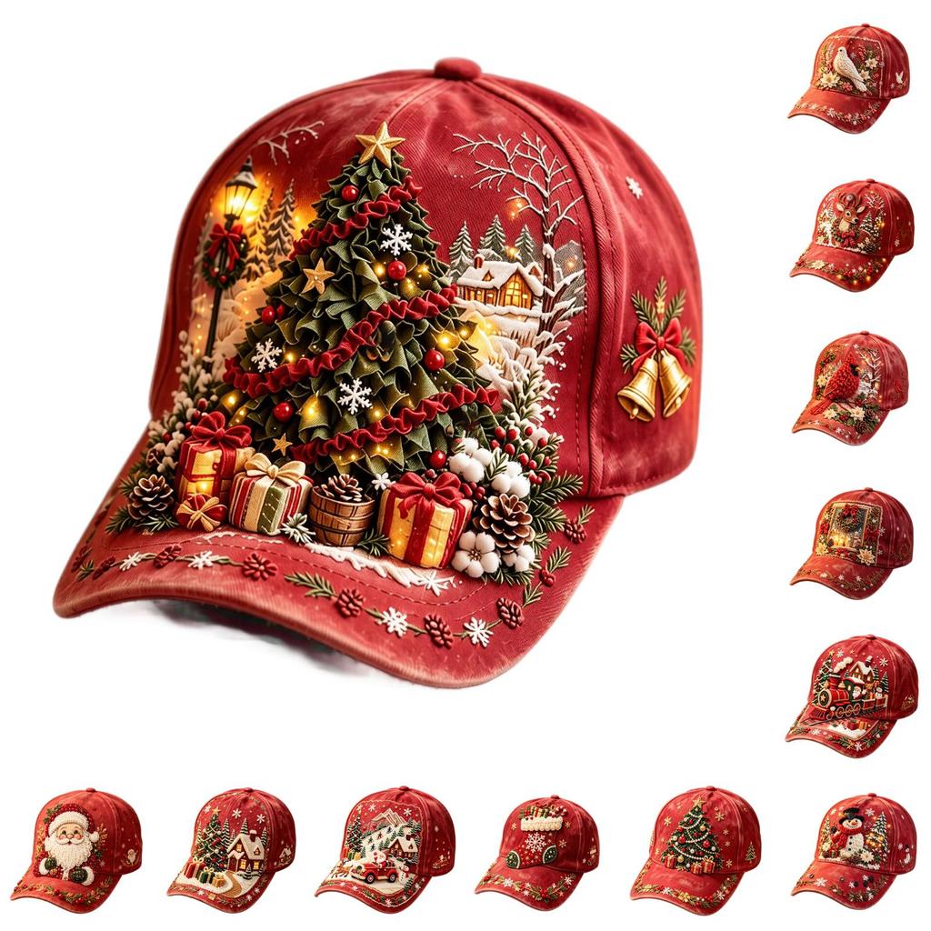 Baseball for Men Women, Retro Curved Christmas Digital Print, Vintage