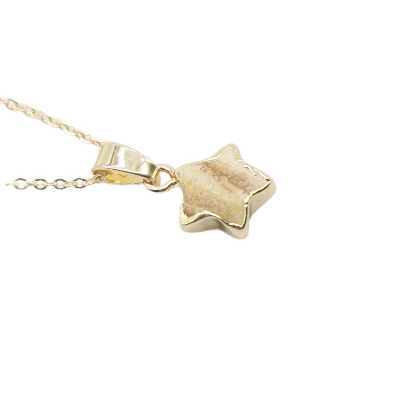 Fashion Gold Plated Stones Star Pendant Necklace Cute New Creativity Stone Charms Necklace Jewelry for Women Gift