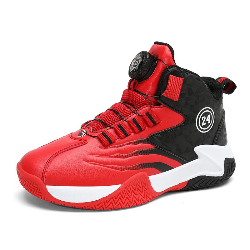 Dětské basketbalové boty Chlapecké tenisky s otočnou přezkou Protiskluzové dětské trenéry Basketbalové boty Venkovní dětské sportovní běžecké obuv