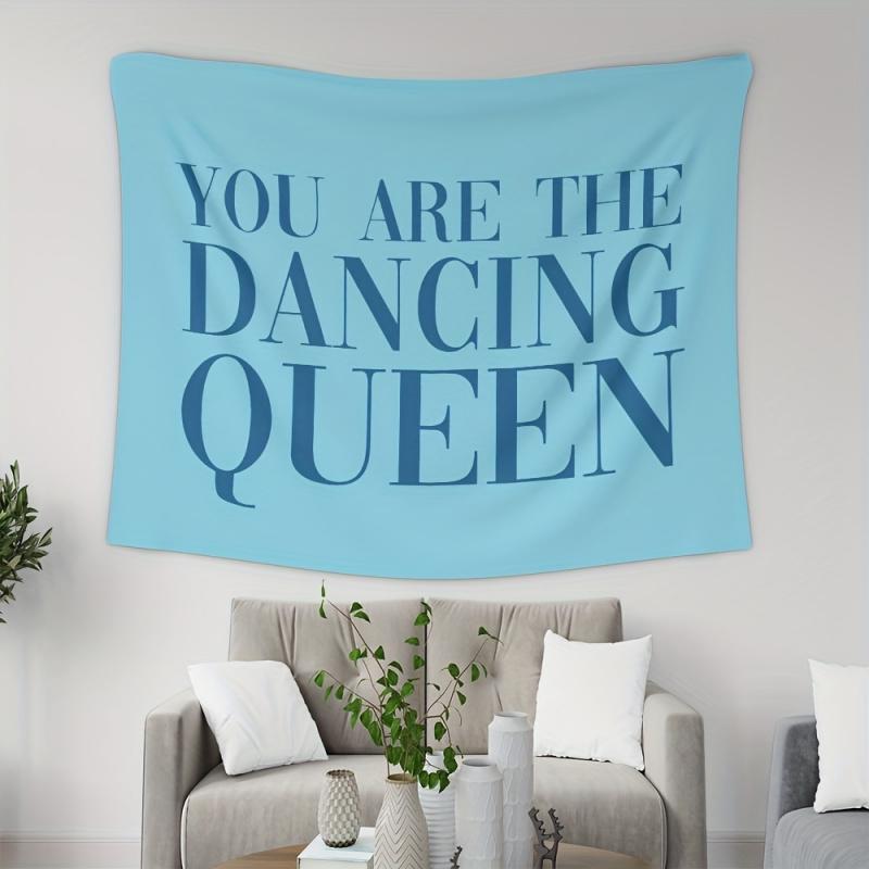 VIKAMA Blue Fun Cute Letter Decorative Tapestry Inspirational Bedroom Dormitory Wall Hanging Background Cloth Youth Room Decor