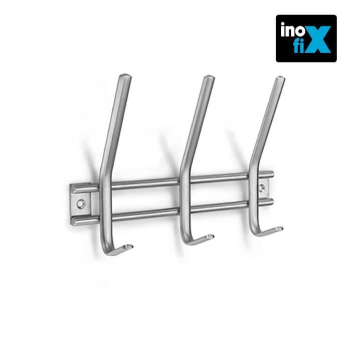 Porte-manteaux - Inofix - 6 Crochets Doubles - Inox - Contemporain - Intérieur