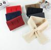 Autumn Winter Neck Scarf Solid Houndstooth Wrap Casual Warm Knit Cross Scarf Short Neck Warmer Men