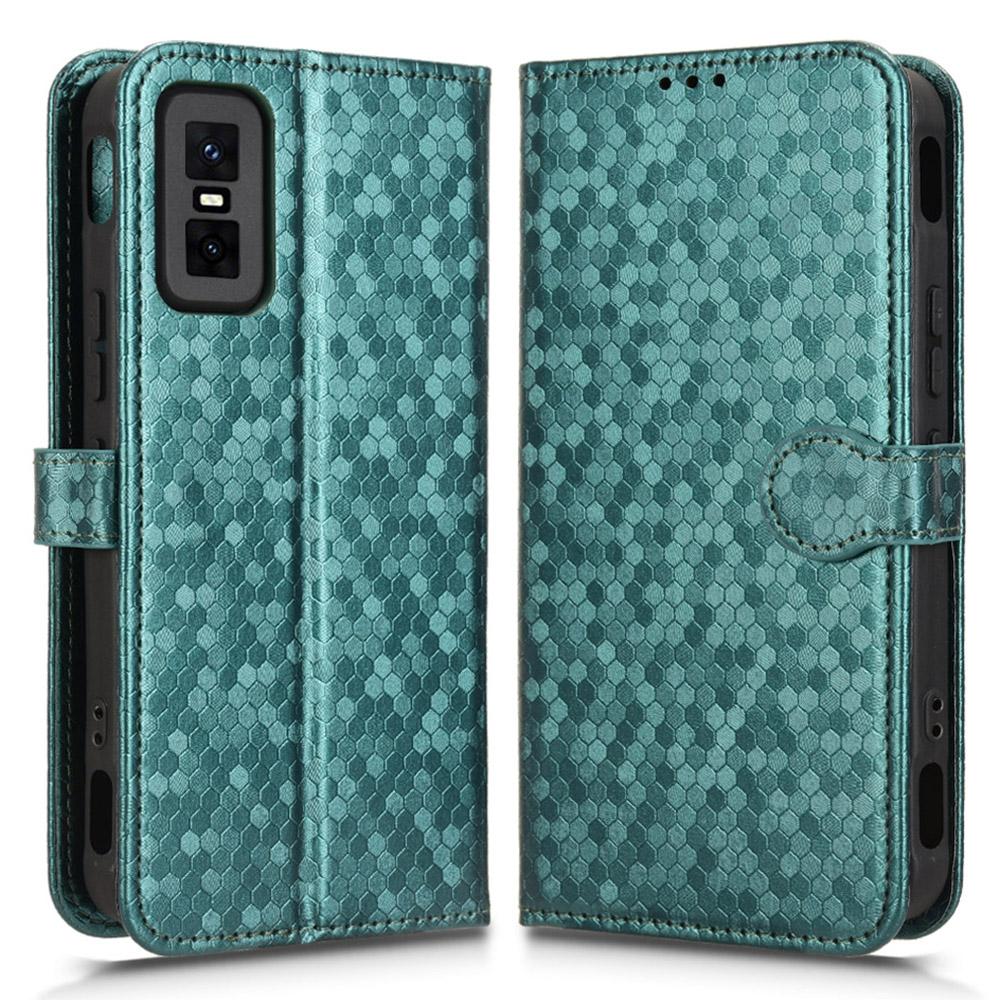 

For Infinix GT 30 Pro 5G Wallet Case Dot Pattern Imprint PU Leather Phone Cover with Wrist Strap Green
