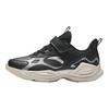 Anta Kids Synthetic Leather Trendy Versatile Lightweight Shock Absorbing Low Top Running Shoes Men Sneakers Silver Black A12445577N-2
