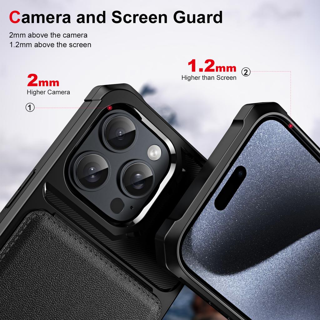 ZM11 For iPhone 16 Pro Max Case Card Slot Kickstand PU+TPU Phone Cover