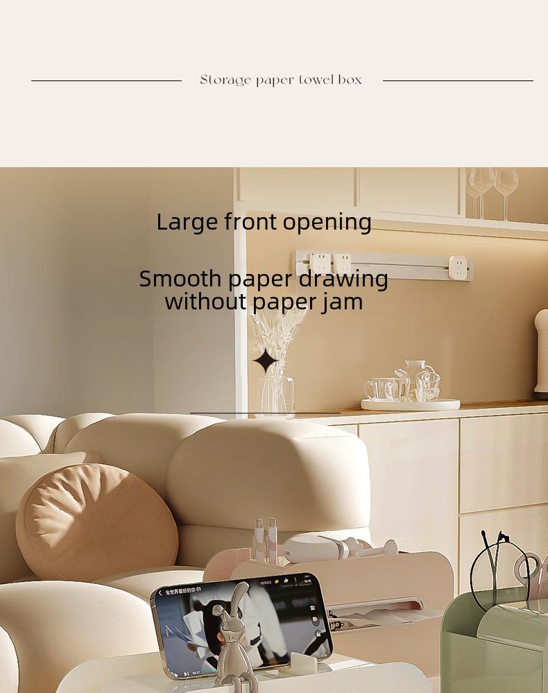 Cream Style Multifunctional Tissue Box with Remote Holder for Living Room