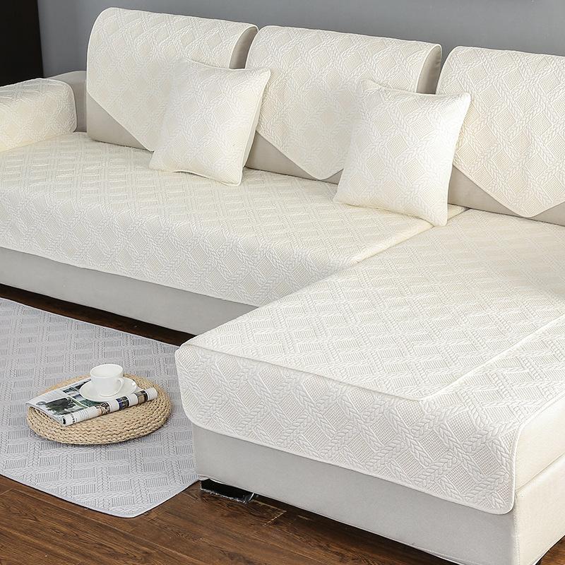 Double-Sided Pure Cotton Cotton Washed Cotton Leather Sofa Pad Fabric Embroidery Non-Slip Cover Cushion Full Cover Cloth Universal In All Seasons