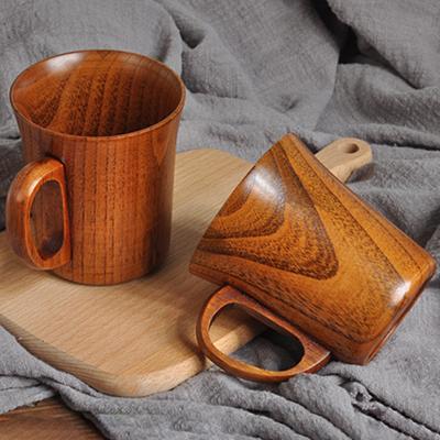 280ml Coffee Mug Large Capacity with Handle Japanese Style Drinkware Natural Jujube Wood Tea Beer