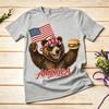 American Flag Bear Burger Graphic TShirt for Unisex Unisex 100 Cotton Casual Summer Streetwear Gift