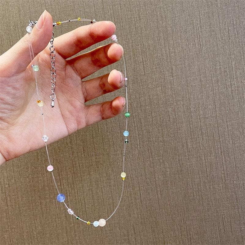 Niche design sense handmade beaded planet necklace female sweet cool small fresh exquisite versatile collarbone chain jewelry