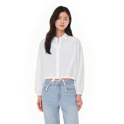 ANDAR Linen-Like String Crop Shirt