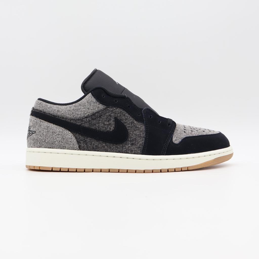 HJ4360-001 Nike Air Jordan 1 Low Dark Black Denim Light Smoke Grey Sail (Men's)