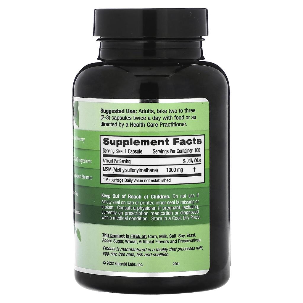 MSM 1000, 100 Veggie Capsules (1,000Mg Per Capsule)