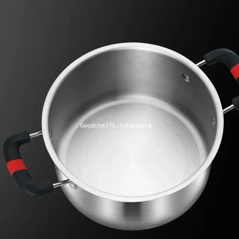 316 Stainless Steel Soup Pot Household Thick Integrated Pots Congee Bowl Milk Bottle Food Grade Gas Double Ear Pot Steamer Pan