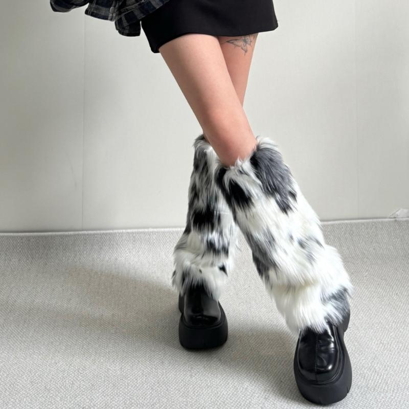 Faux Furs Leg Warmers for Women Thermal Plush Boot Covers Toppers Cuffs for Winter Fashion and Party Costumes Streetwear