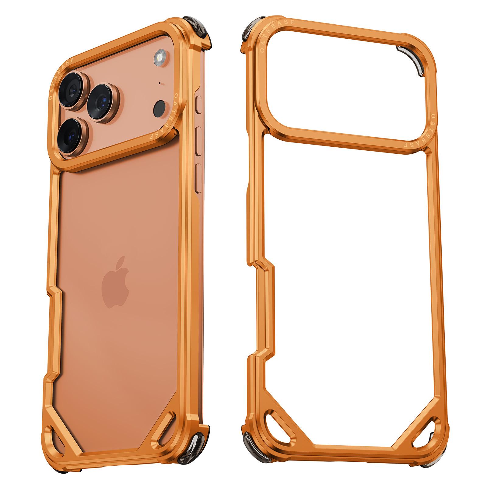 

Eary for iPhone 17 Pro Max Air Phone Case Aluminum Alloy Metal Frameless Shell for Magsafe Minimalist Anti-Drop Protective Cover iPhone17 помаранчевий