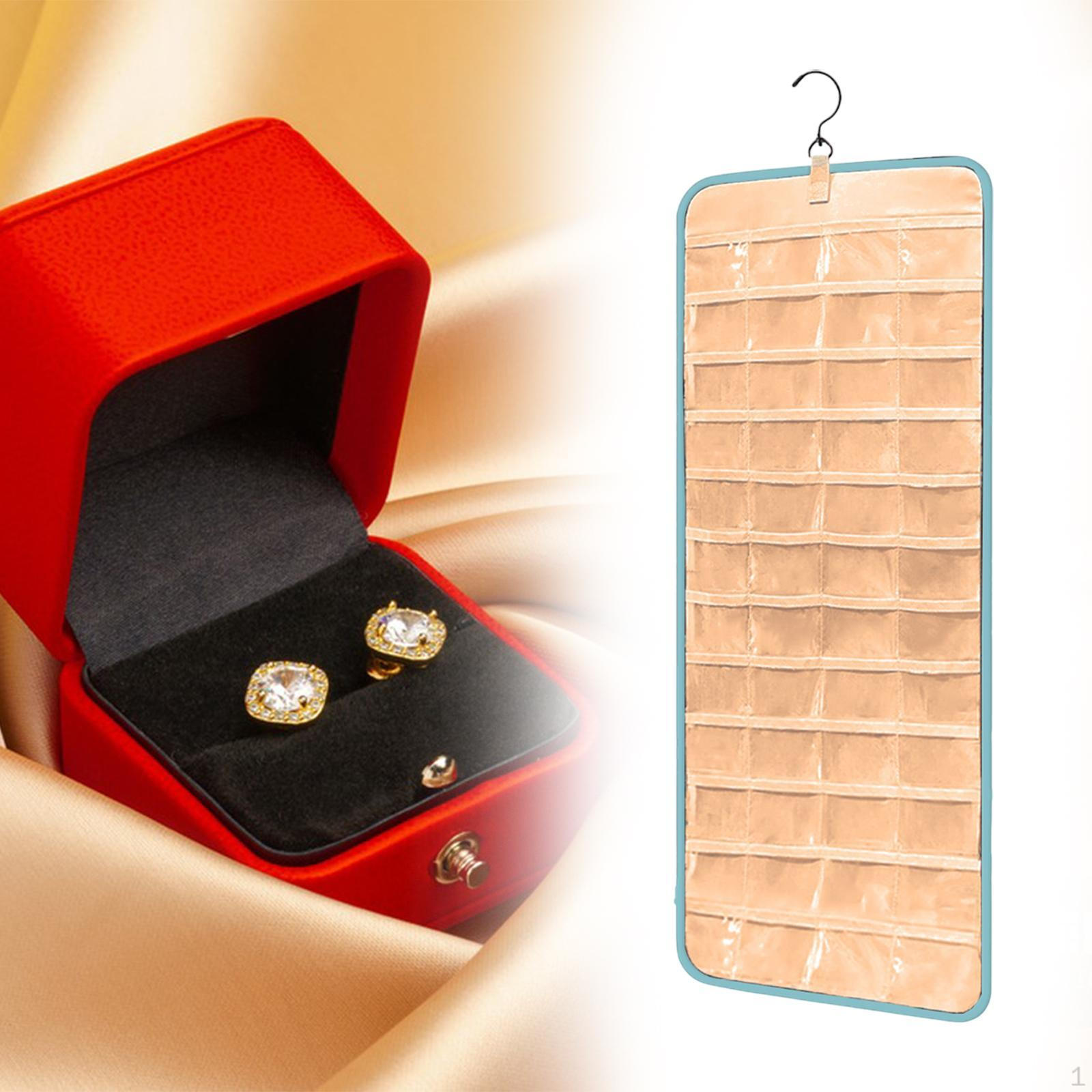 

Подвесной органайзер для украшений для женщин, двухсторонний держатель, рулон для хранения, многофункциональный синий