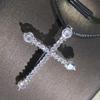 Classic Retro Shiny Cubic Zirconia Cross Chic Fashionable  Tone Women Crystal Stone Cross Choker Pendant Pendant Necklace Event Party Event