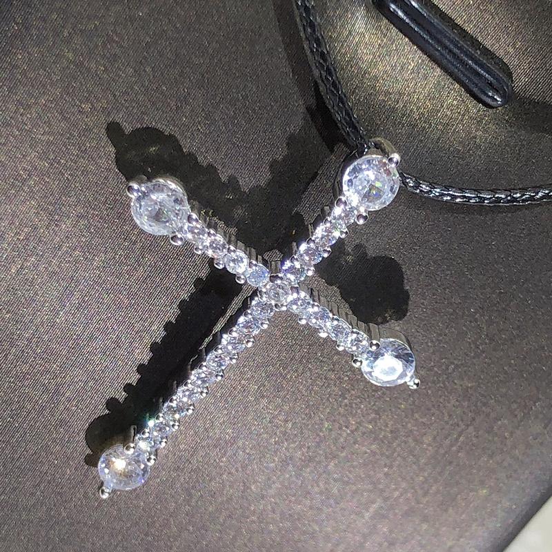 Classic Retro Shiny Cubic Zirconia Cross Chic Fashionable Tone Women Crystal Stone Cross Choker Pendant Pendant Necklace Event Party Event